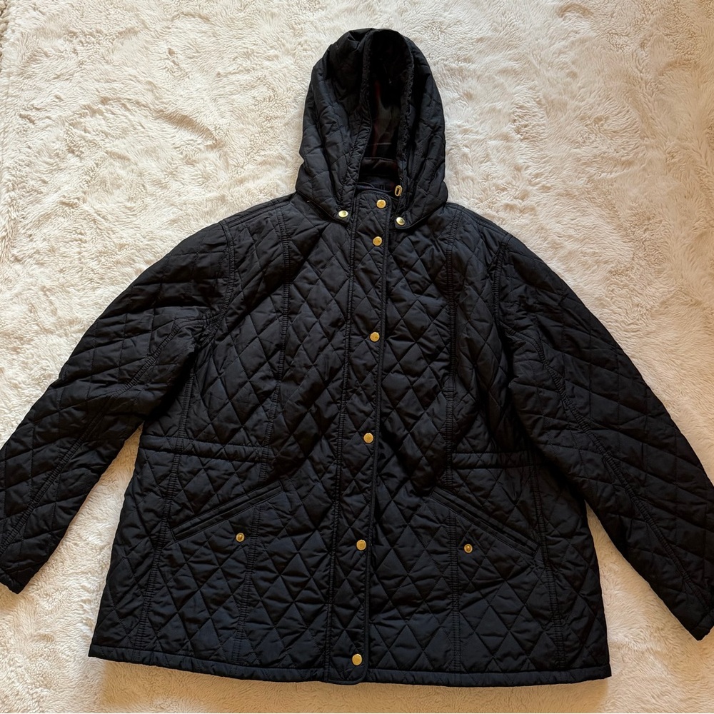 Barbour Millfire Tartan Collection Quilted Hooded Jacket